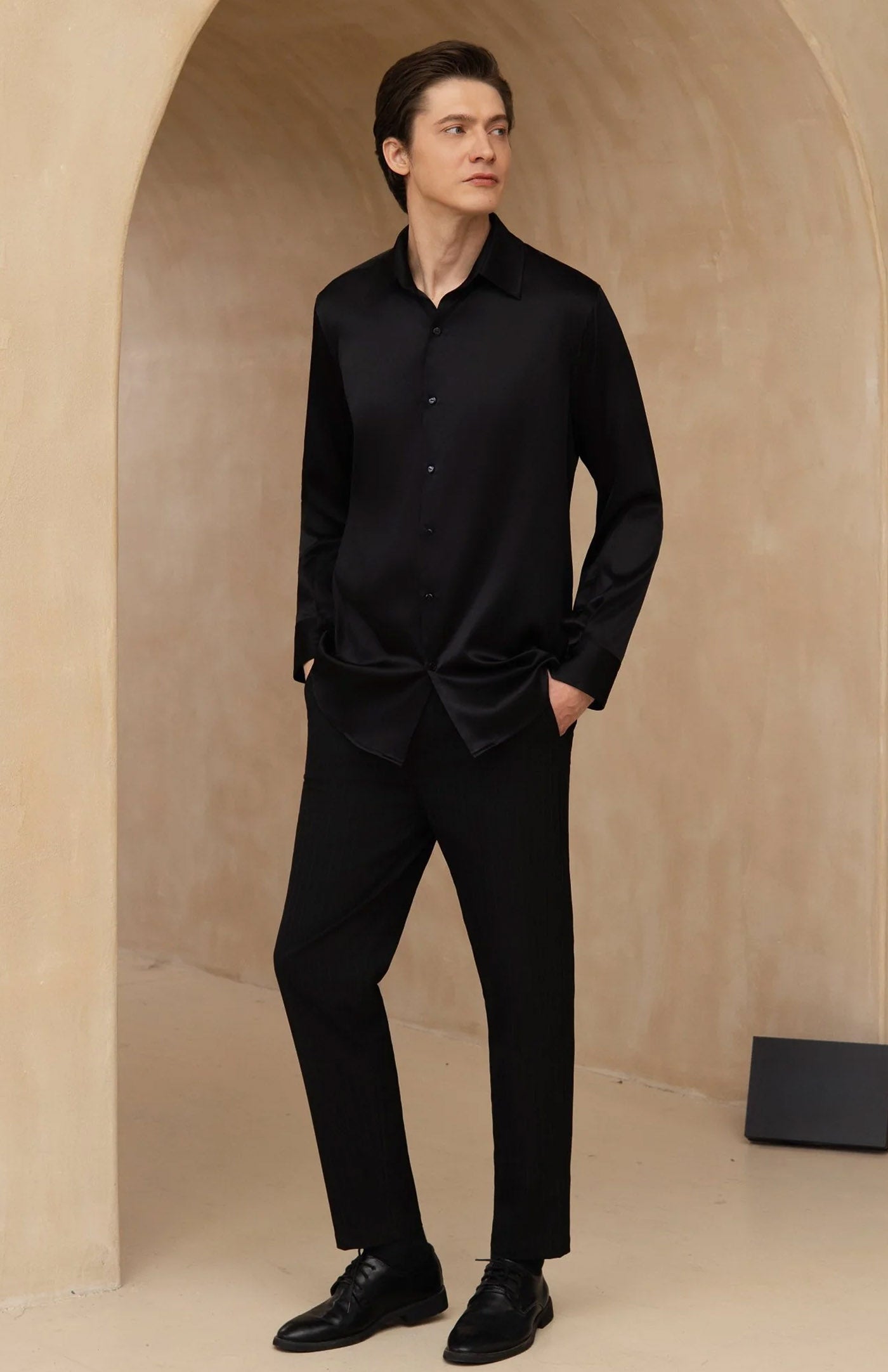Ultra-Soft Black Satin Formal Shirt | Black Satin Shirt