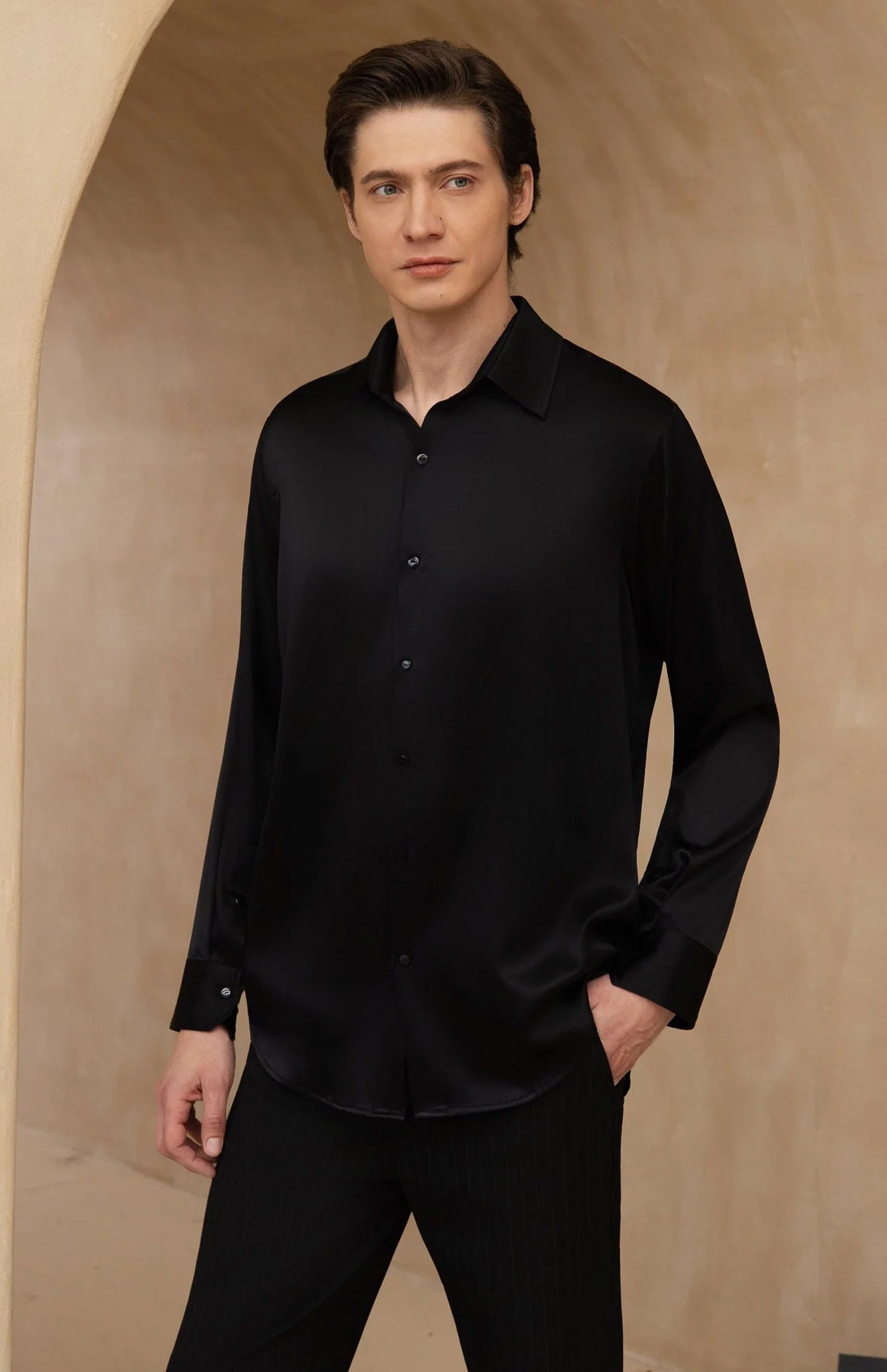 Ultra-Soft Black Satin Formal Shirt | Black Satin Shirt