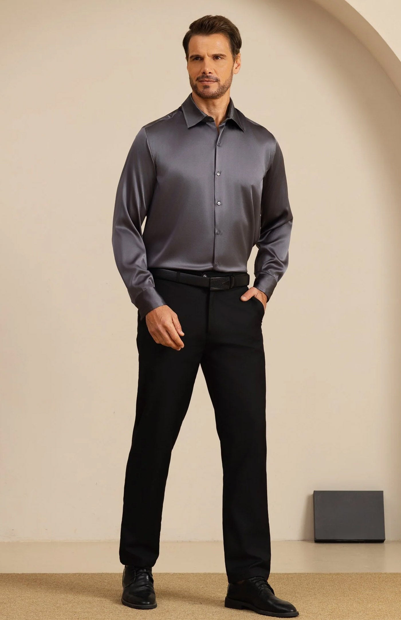Ultra-Soft Grey Satin Formal Shirt | Satin Shirt