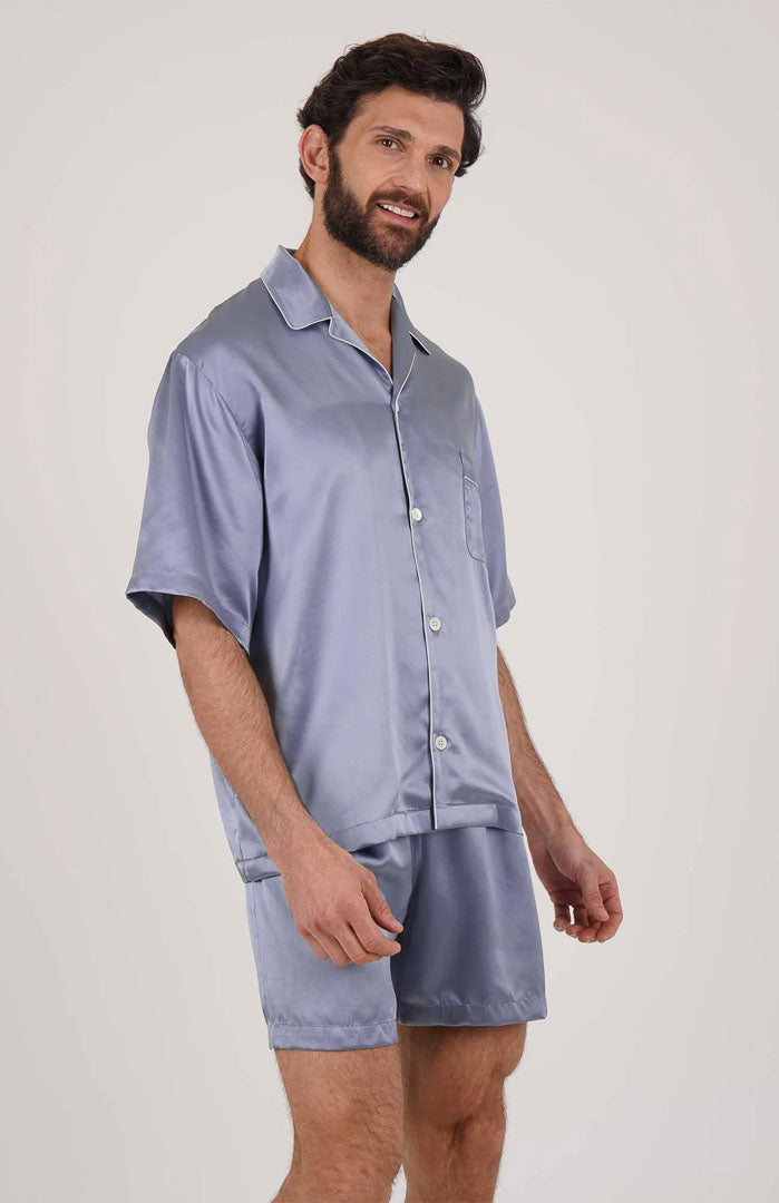 Lavender Legacy Silky Satin Luxury Co-ord Set | Short Sleeve Shirt & Shorts