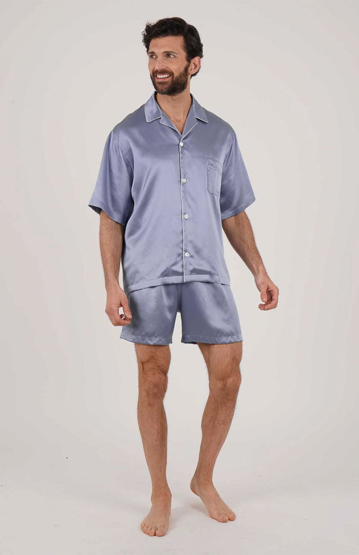 Lavender Legacy Silky Satin Luxury Co-ord Set | Short Sleeve Shirt & Shorts