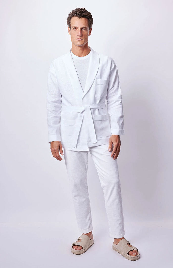 The Alabaster Zen | Men’s Luxe Belted Linen Resort Set