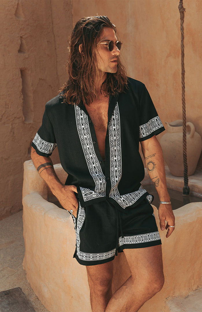 The Black Mosaic | Men’s Luxe Printed Resort Co-ord Set