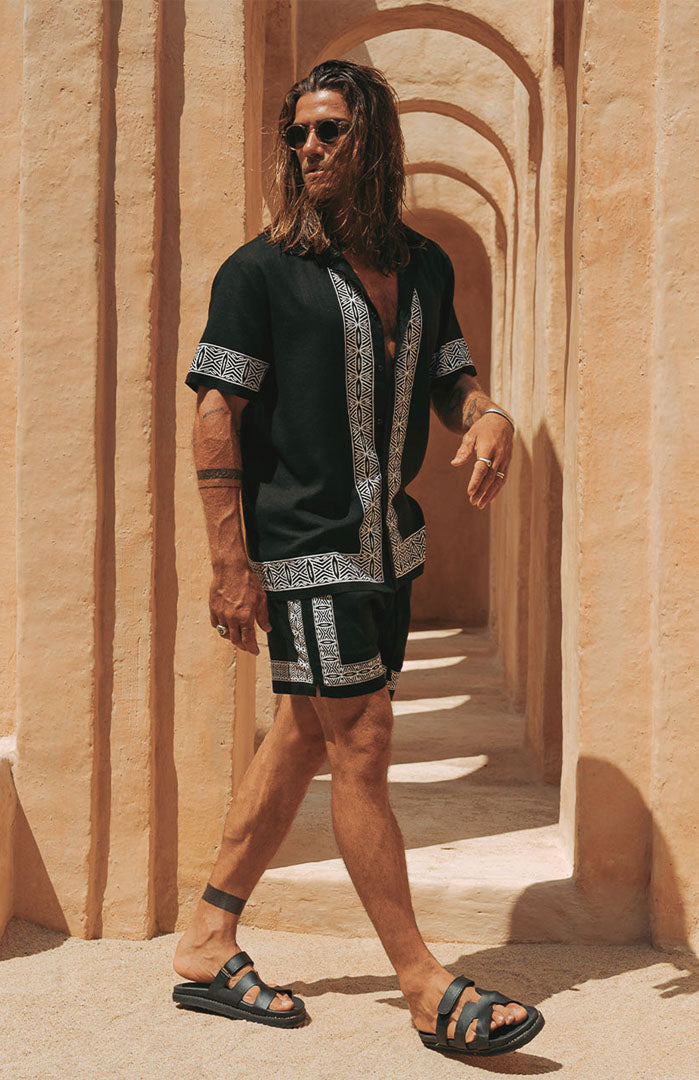 The Black Mosaic | Men’s Luxe Printed Resort Co-ord Set