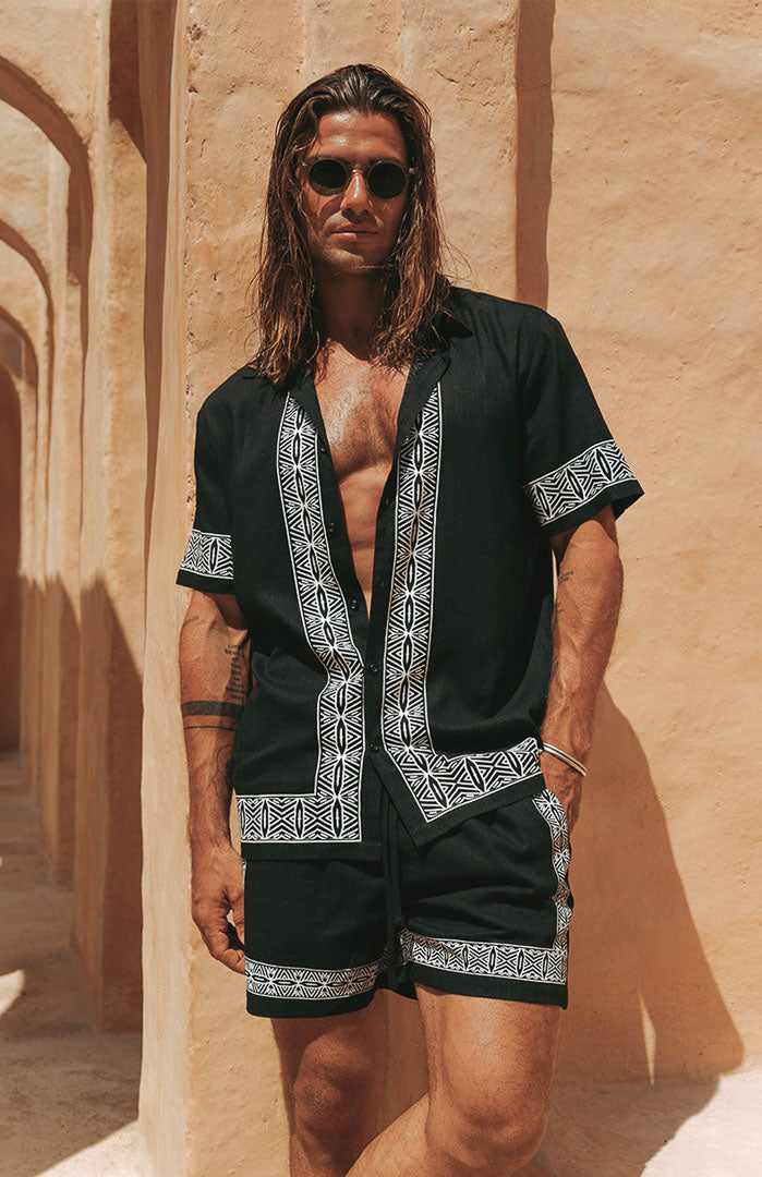 The Black Mosaic | Men’s Luxe Printed Resort Co-ord Set