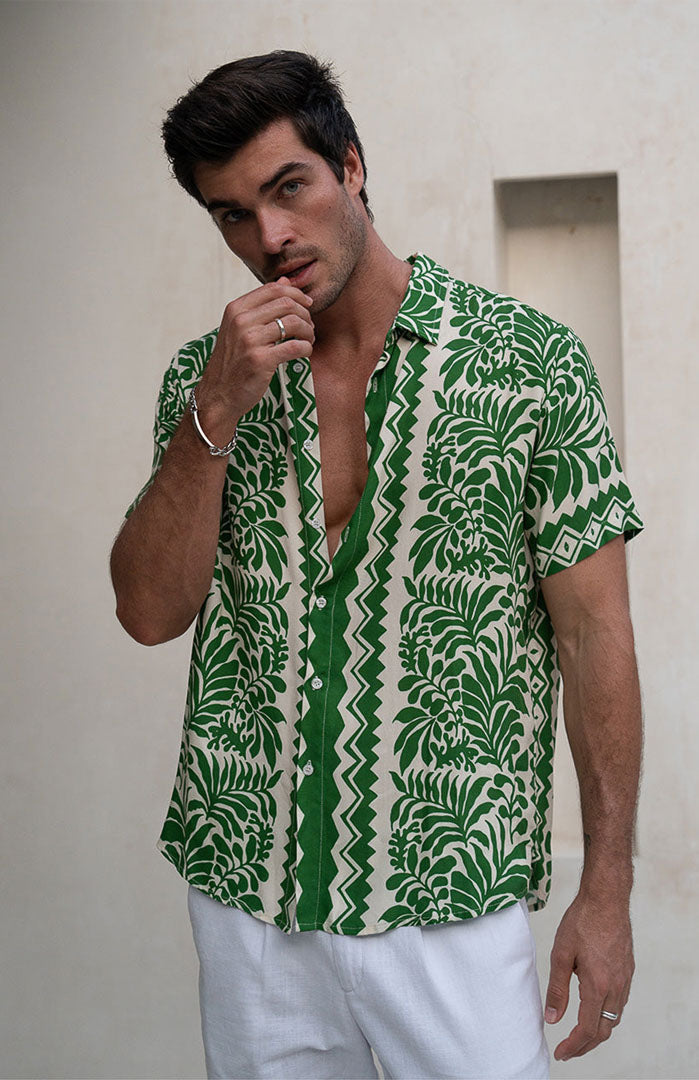 The Green Martini | Men’s Luxe Printed Resort Shirt