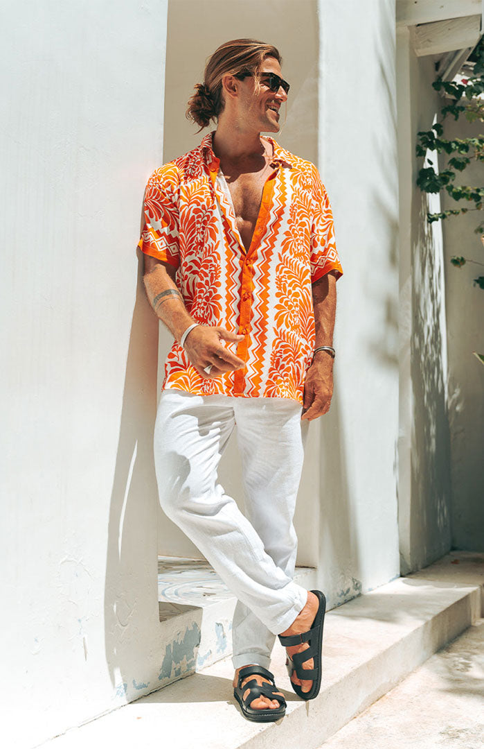 S*x On The Beach | Men’s Luxe Satin Floral Resort Shirt
