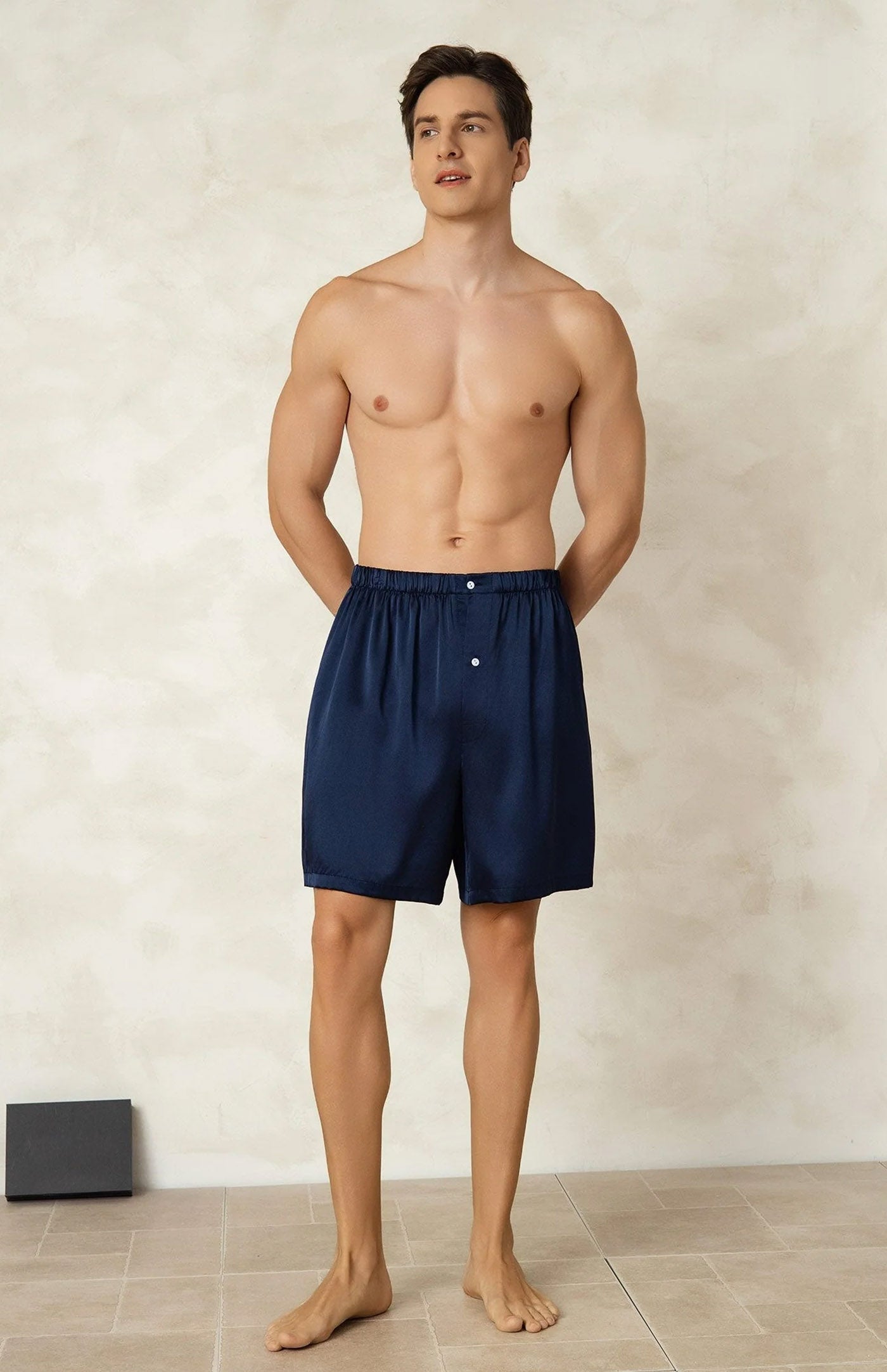 Blue Satin Touch Men's Comfort Boxers