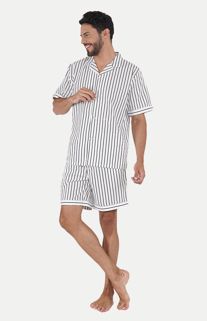 NOIR BLANC |  BLACK & WHITE CO-ORD SET | STRIPES LOUNGEWEAR SET