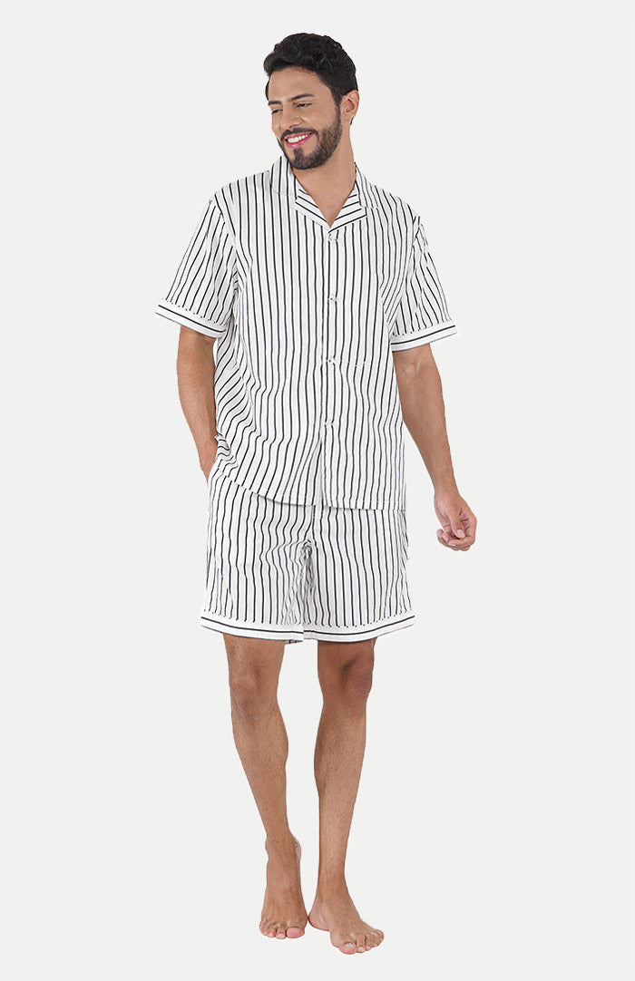 NOIR BLANC |  BLACK & WHITE CO-ORD SET | STRIPES LOUNGEWEAR SET