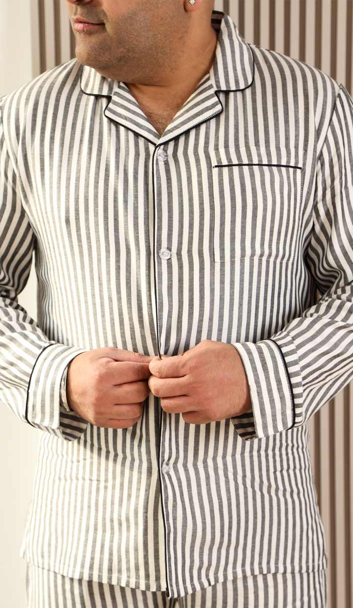 Luxeliv-mens-loungewear-Set-happy-stripes-black-and-white-pyjama-set