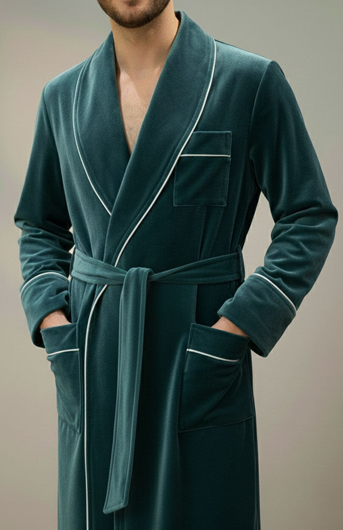 The Diplomat | Teal Velvet Robe