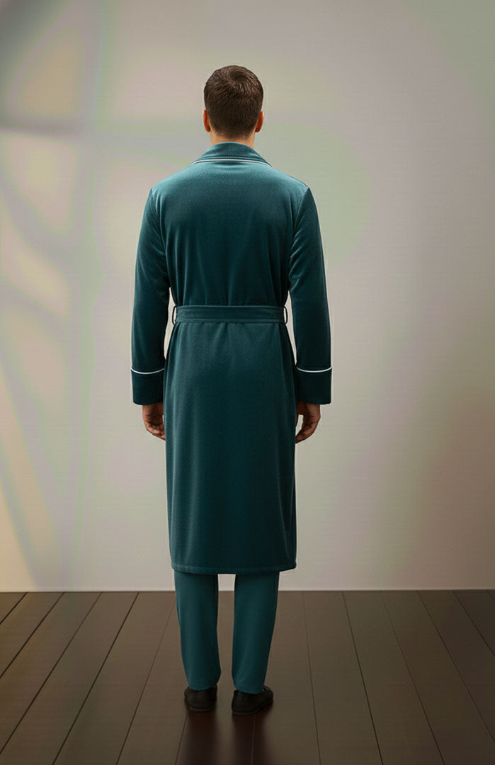 The Diplomat | Teal Velvet Robe