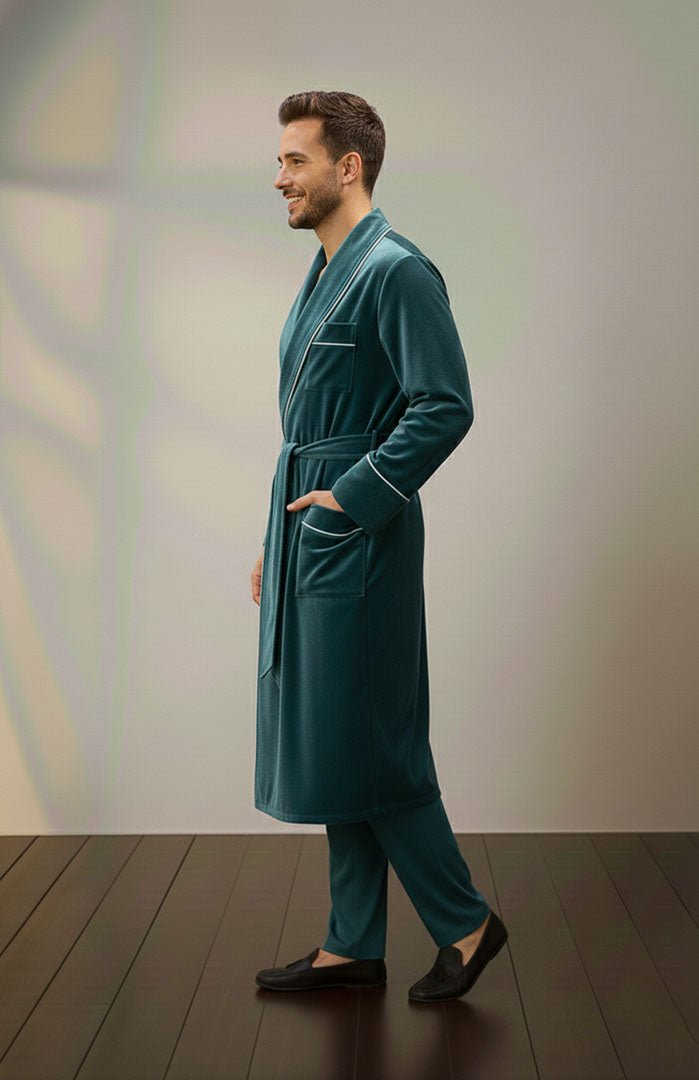 The Diplomat | Teal Velvet Robe