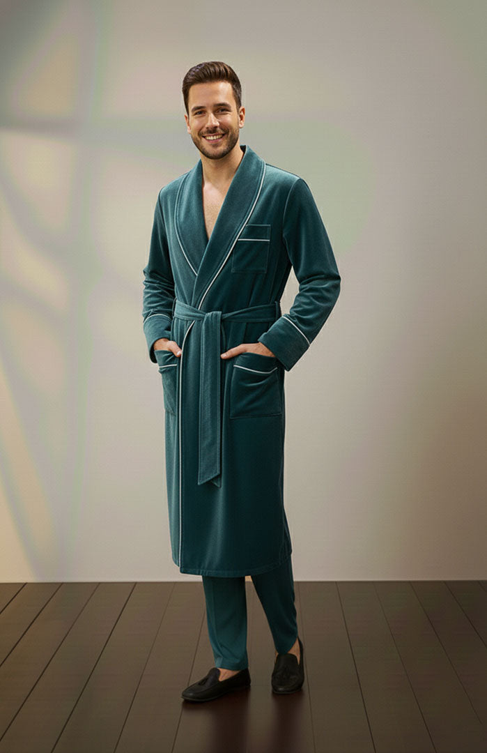 The Diplomat | Teal Velvet Robe