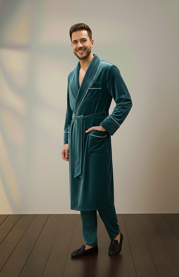 The Diplomat | Teal Velvet Robe
