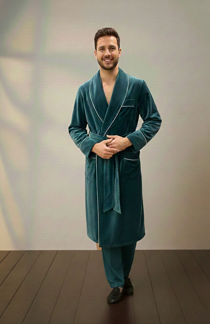 The Diplomat | Teal Velvet Robe