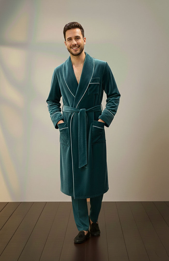 The Diplomat | Teal Velvet Robe