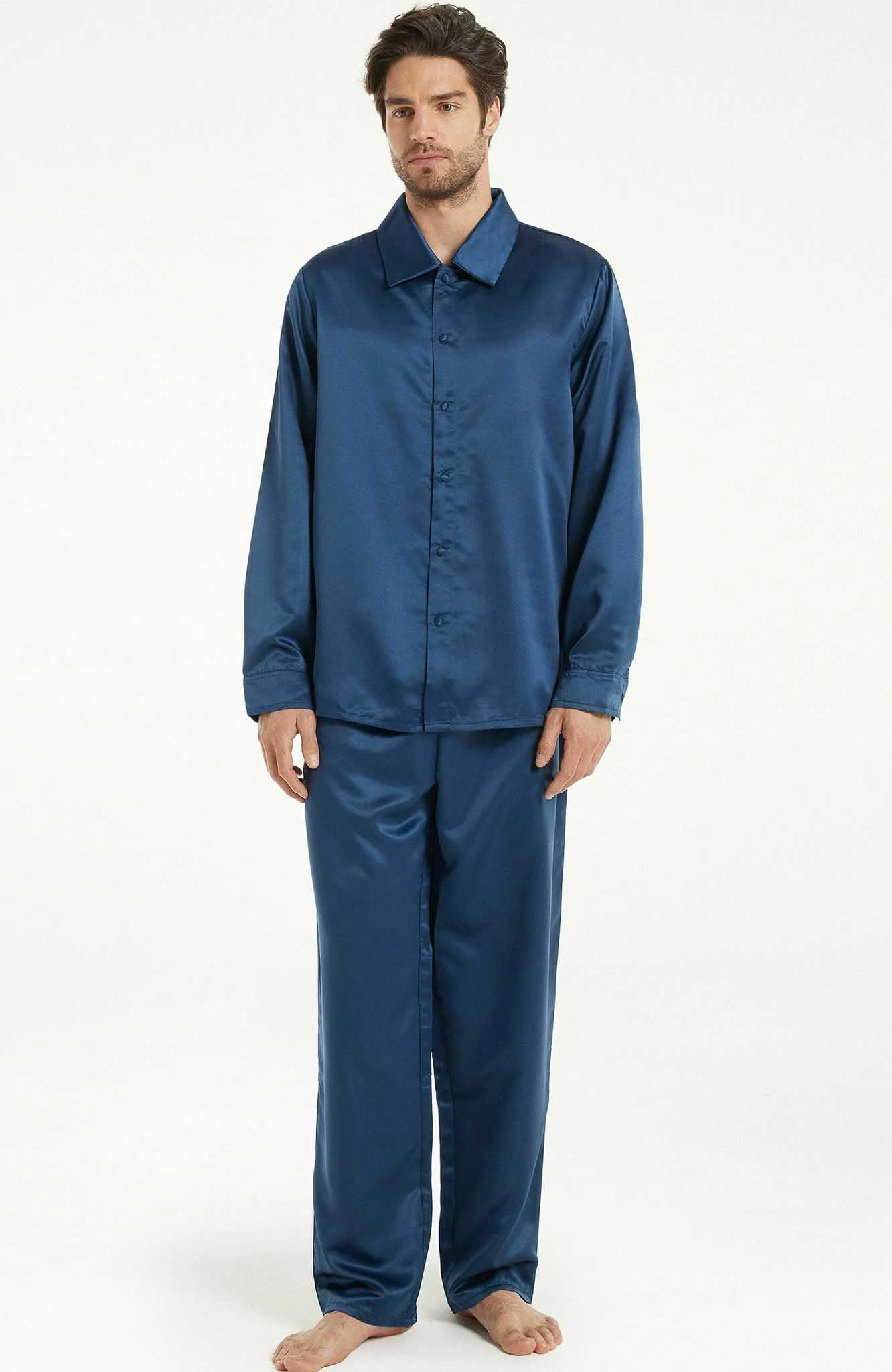 Sapphire Dream | Dark Blue Satin Loungewear Set for men | Luxurious ...