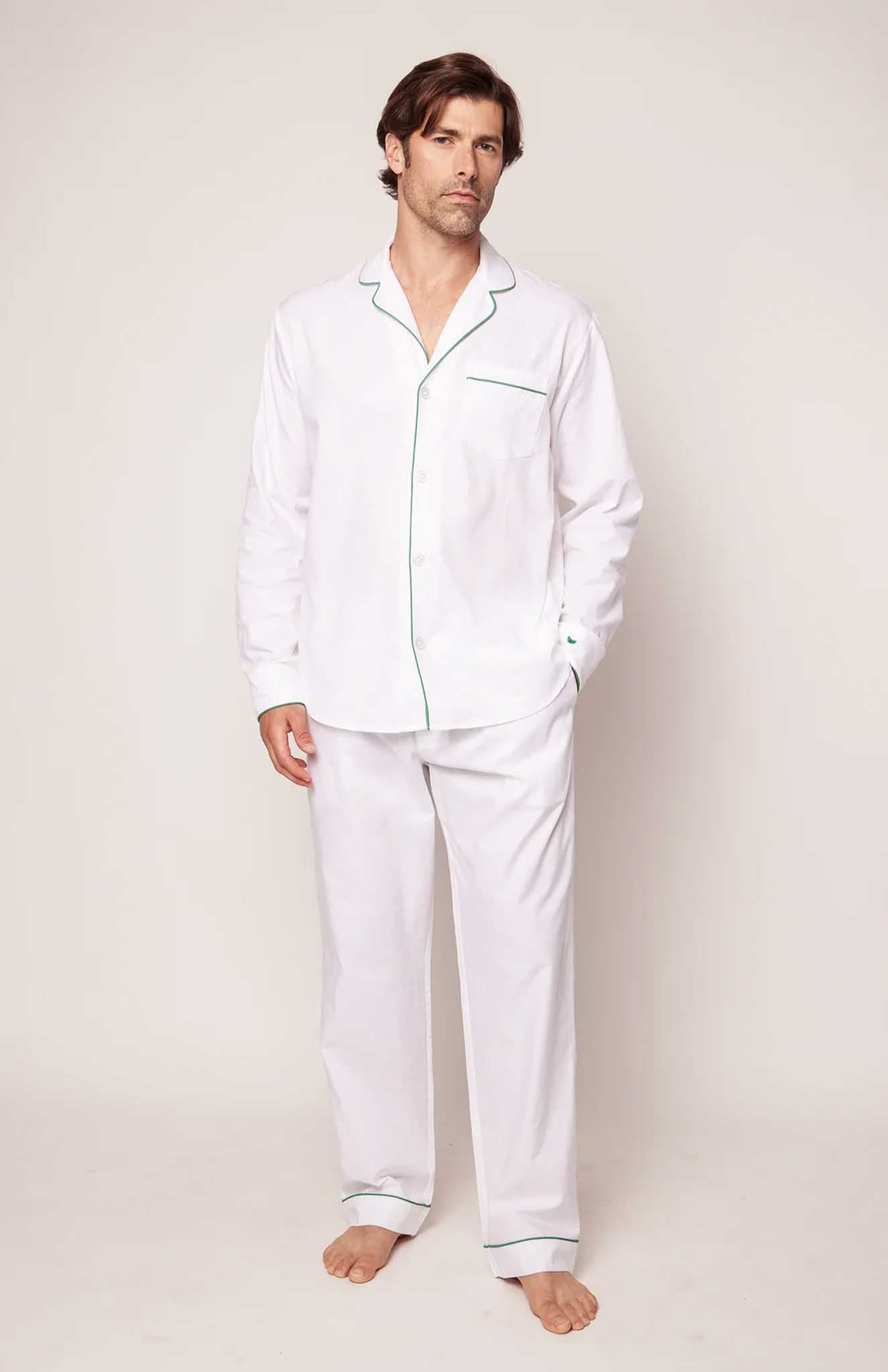 Golden Hour Comfort | White Loungewear Set with Green Details | 100% Cotton