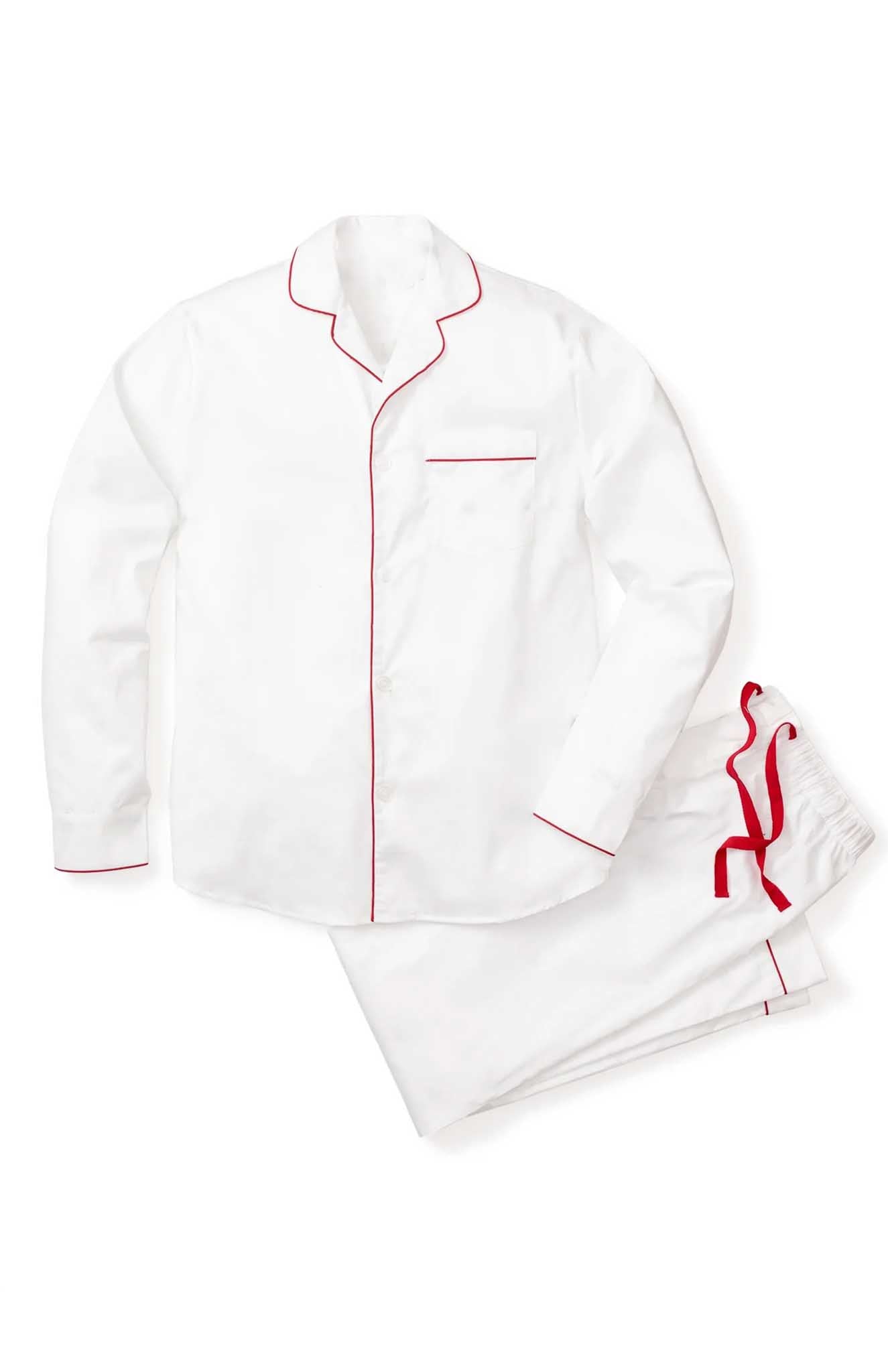 Couch King | White Loungewear Set with Red Details | 100% Cotton