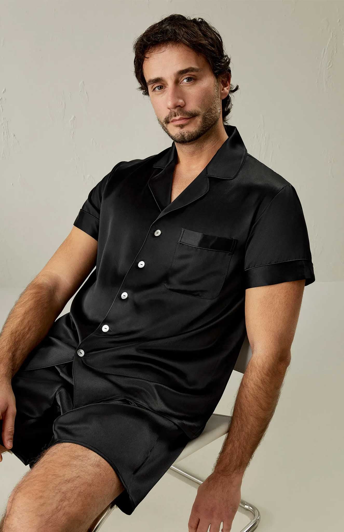Midnight Voyager | Black Satin Set for men | Luxurious satin Black ...