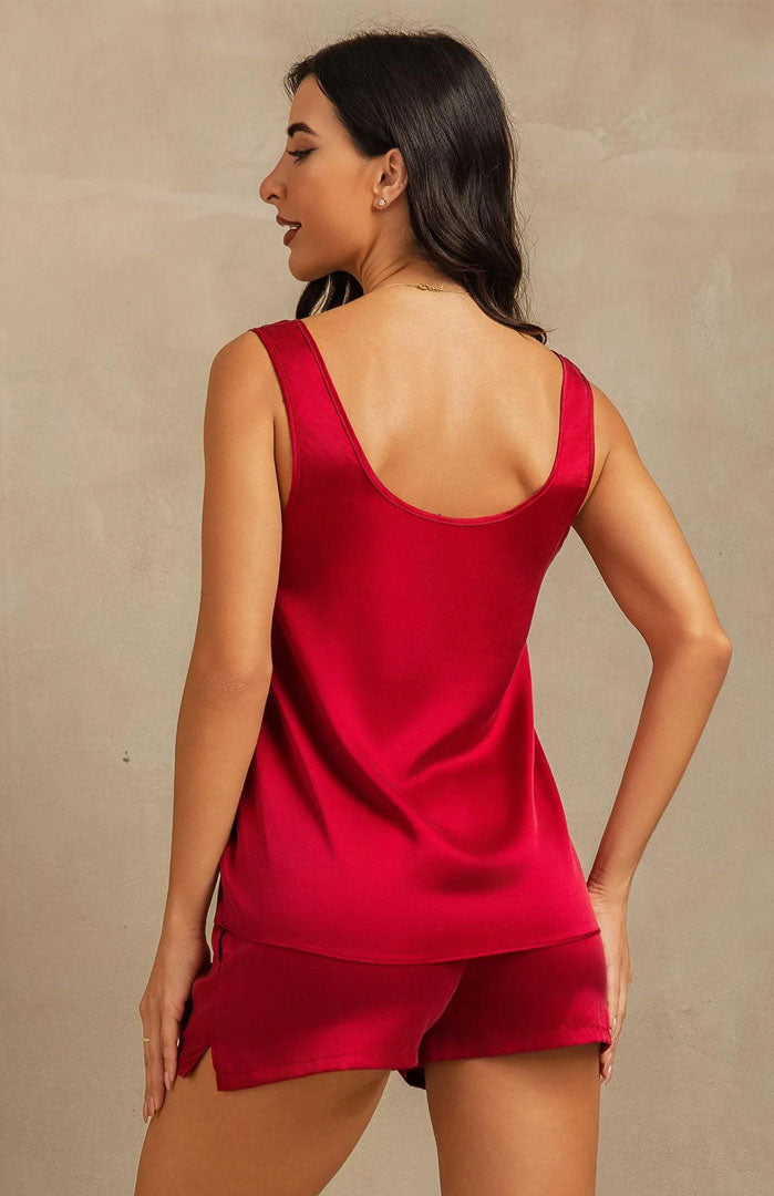 Scarlet Allure | Red Satin Cami & Shorts Set