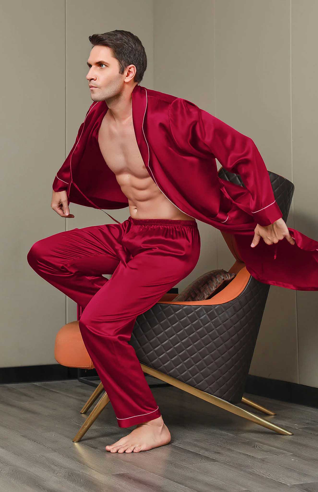 Regal Red Satin Robe and Pyjama - Luxurious Loungewear Collection