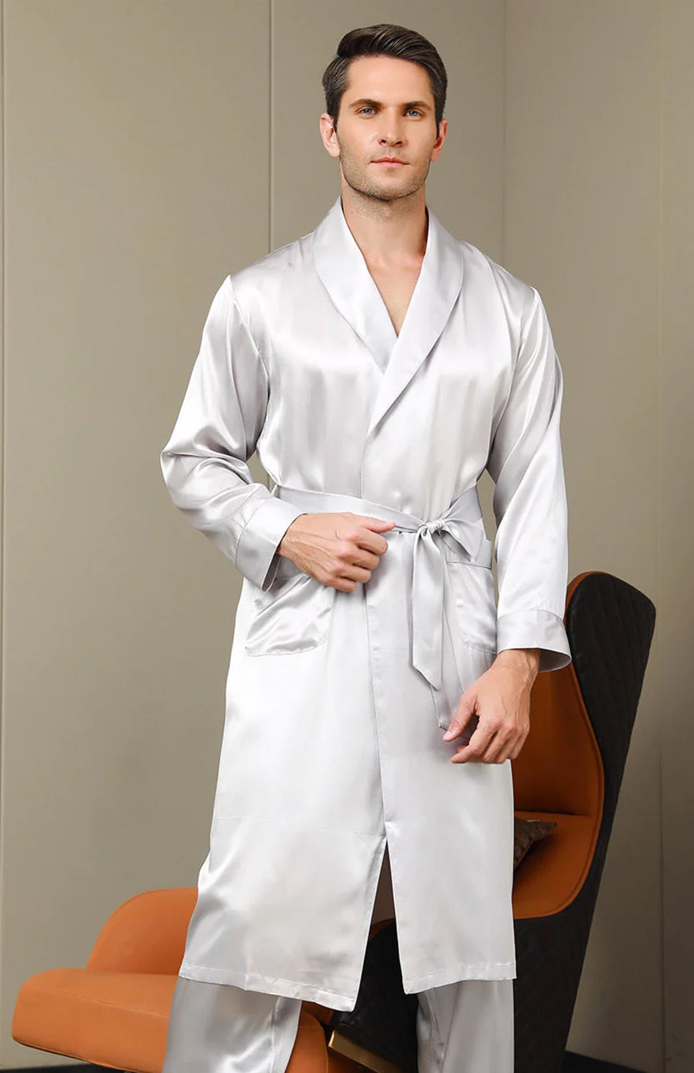 Pristine White Satin Robe and Pyjama - Luxurious Loungewear Collection