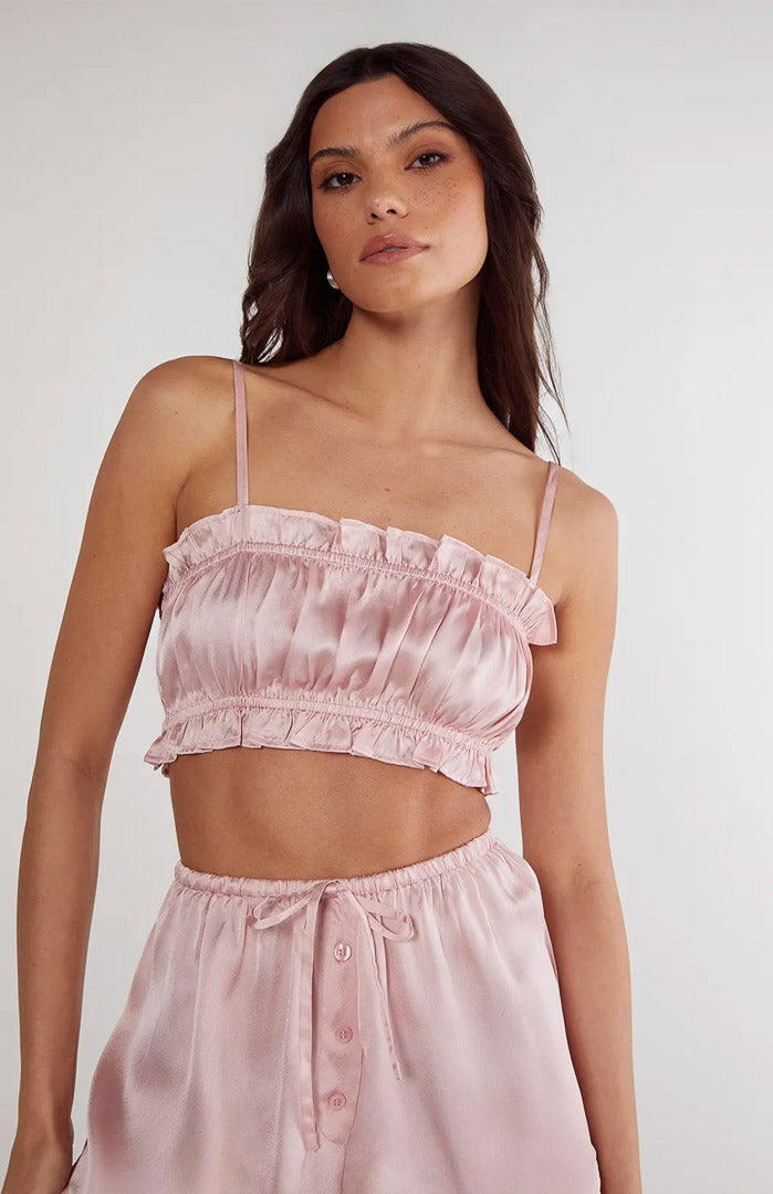 Sweetheart Baby Pink Blush Satin Set | Tube and Shorts