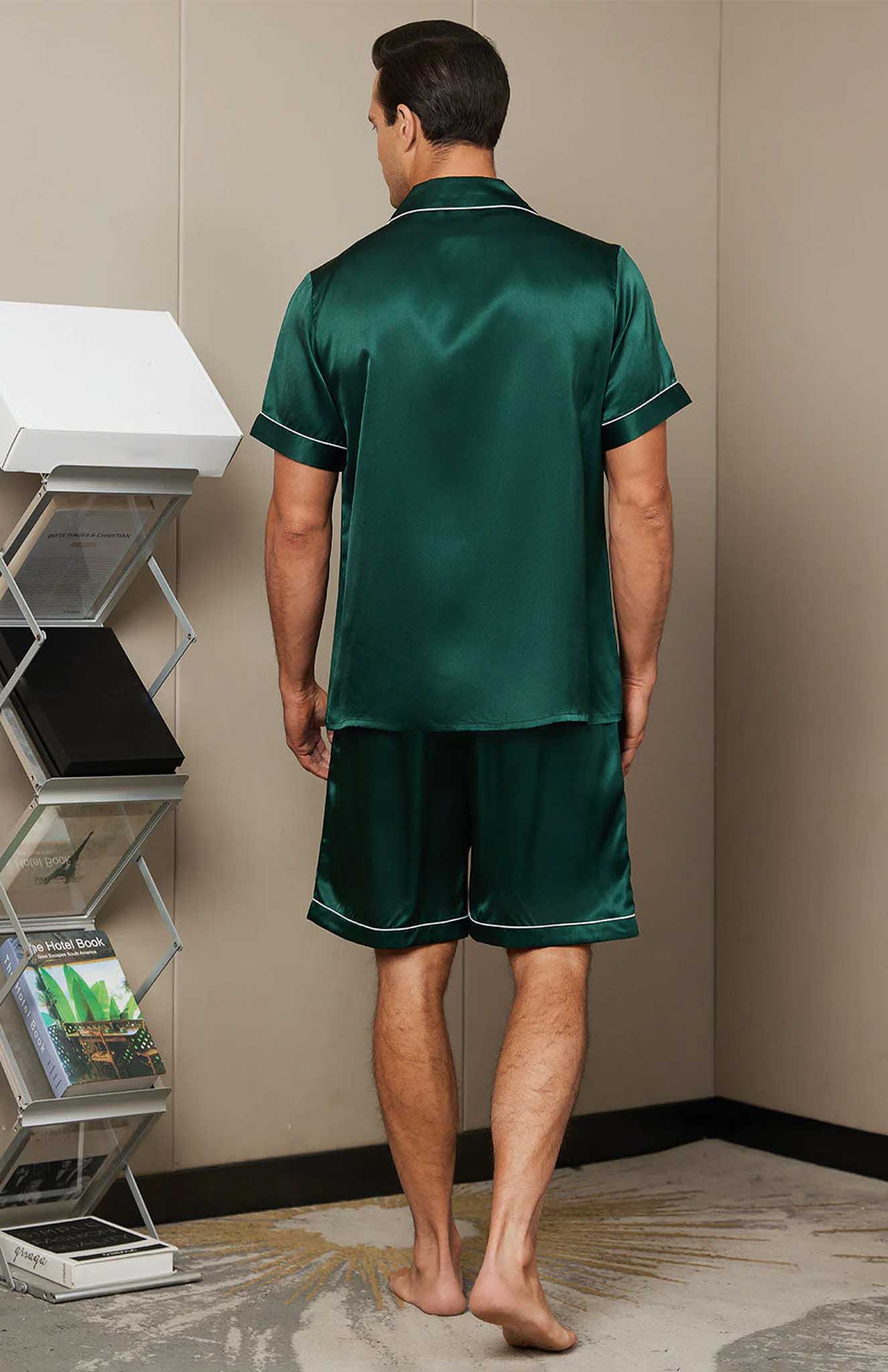 Glorious Green Satin Loungewear Set | Shorts and short Co-ord Set