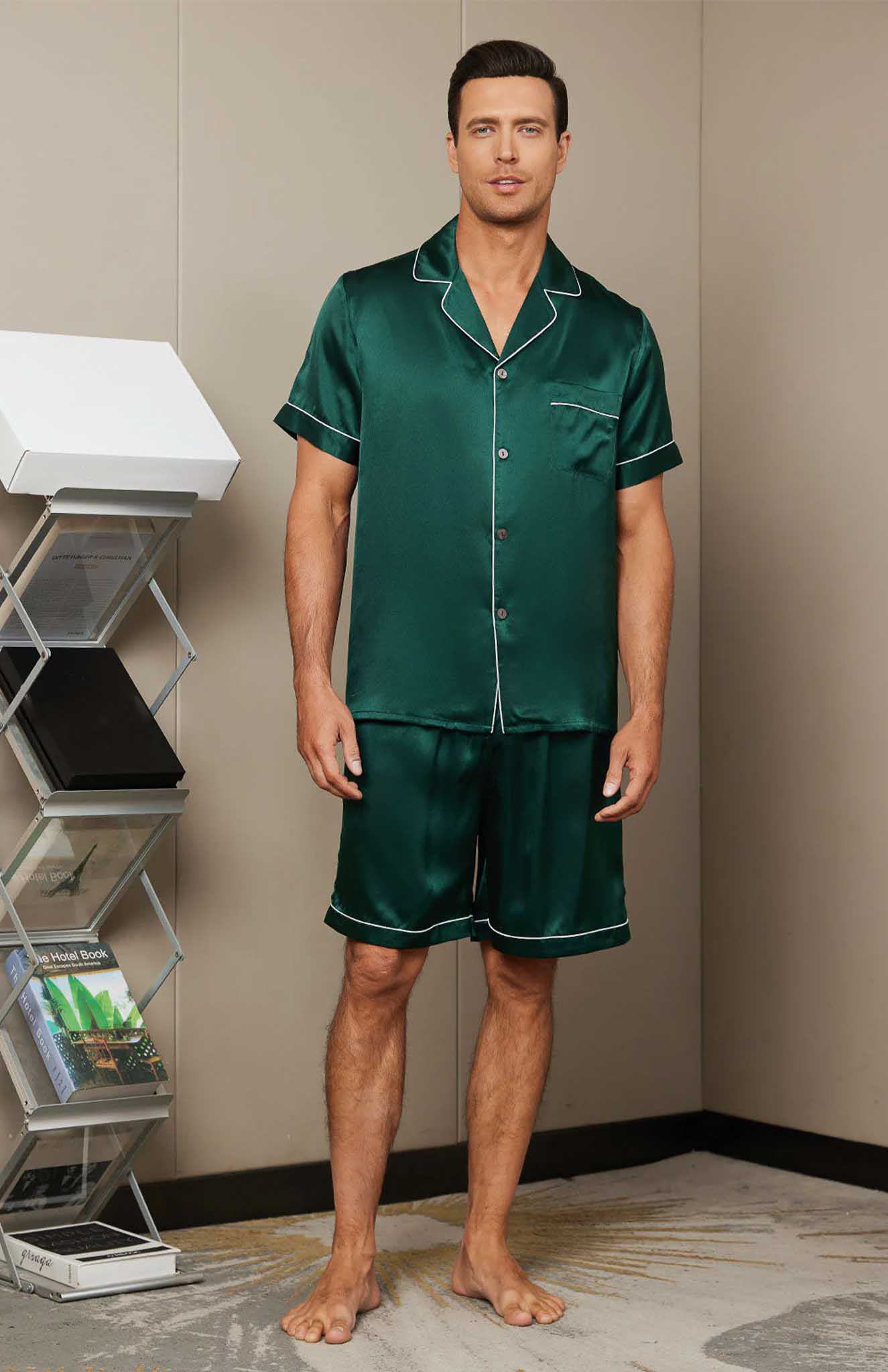 Glorious Green Satin Loungewear Set | Shorts and short Co-ord Set