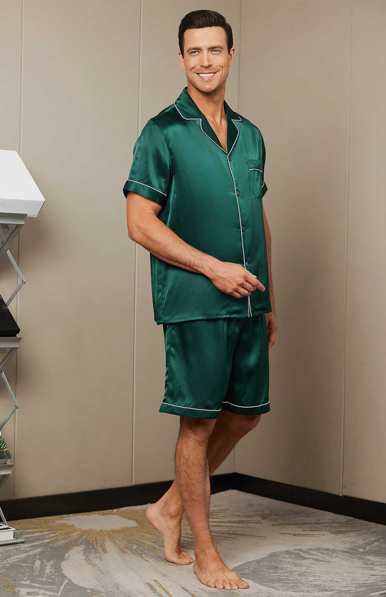 Glorious Green Satin Loungewear Set | Shorts and short Co-ord Set