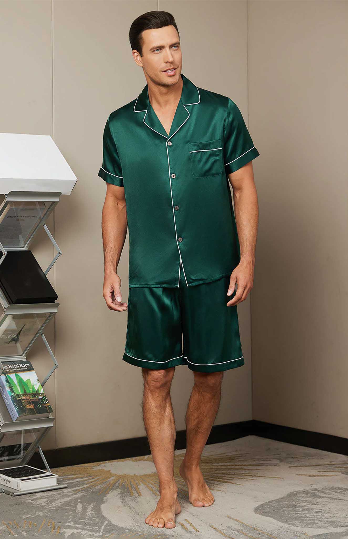 Glorious Green Satin Loungewear Set | Shorts and short Co-ord Set