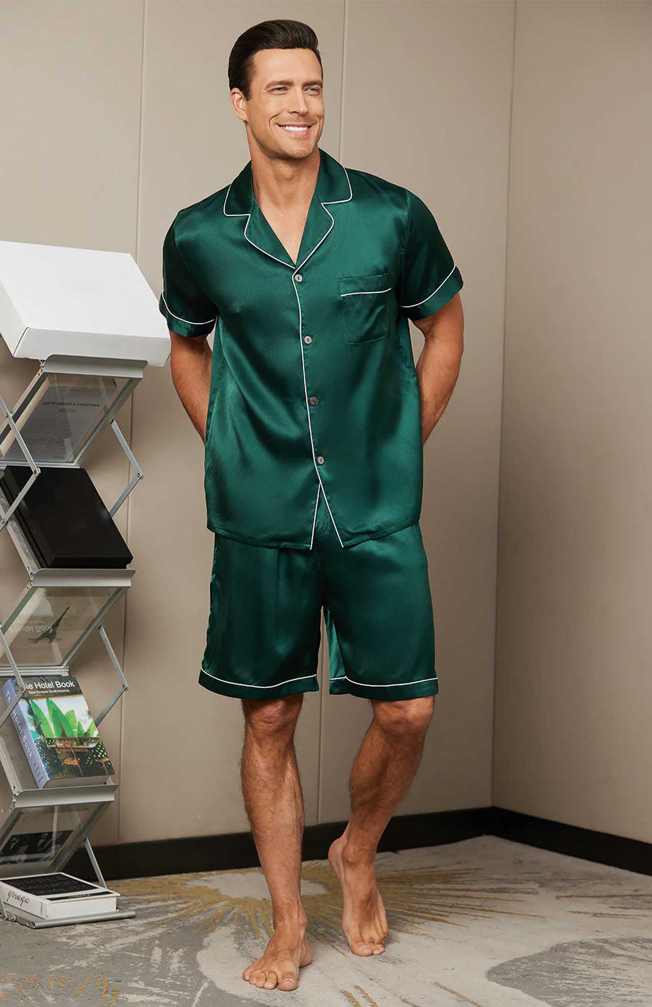 Glorious Green Satin Loungewear Set | Shorts and short Co-ord Set