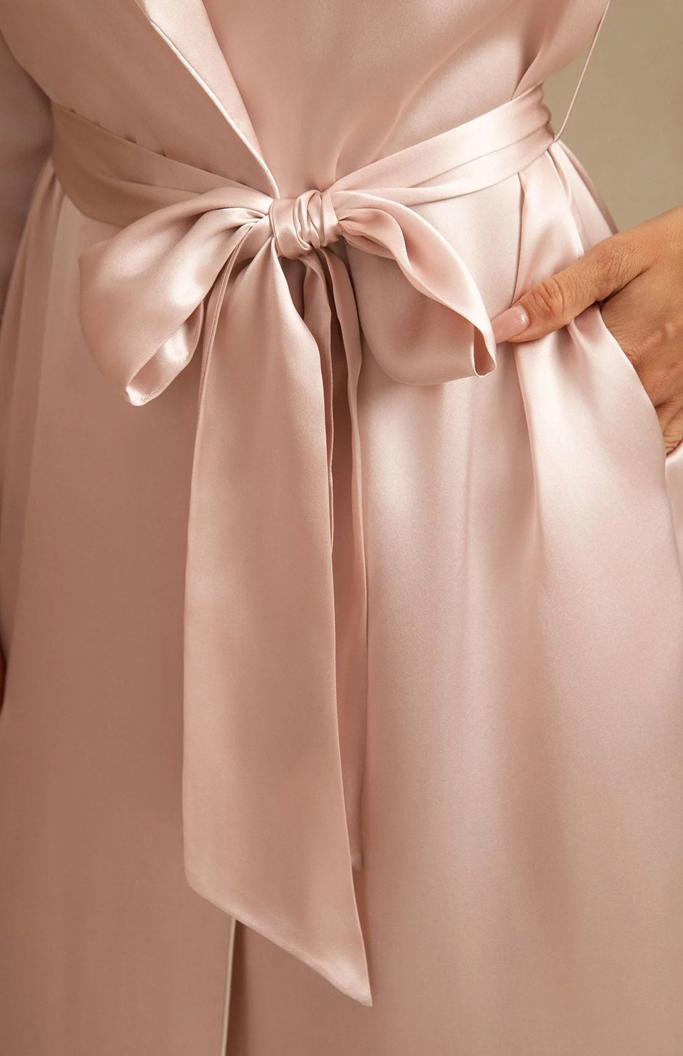 Blush Opulence | Silk-Touch Longline Satin Robe