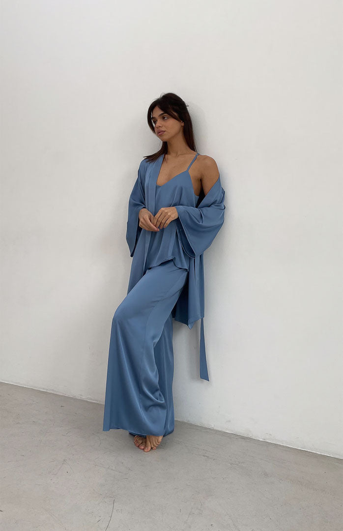Blue Bae | Baby Blue Satin Loungewear Set