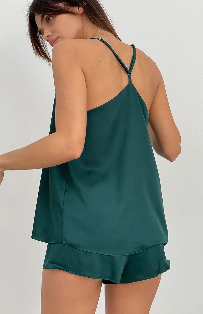 Green Flag | Green Satin Camisole & Shorts Set