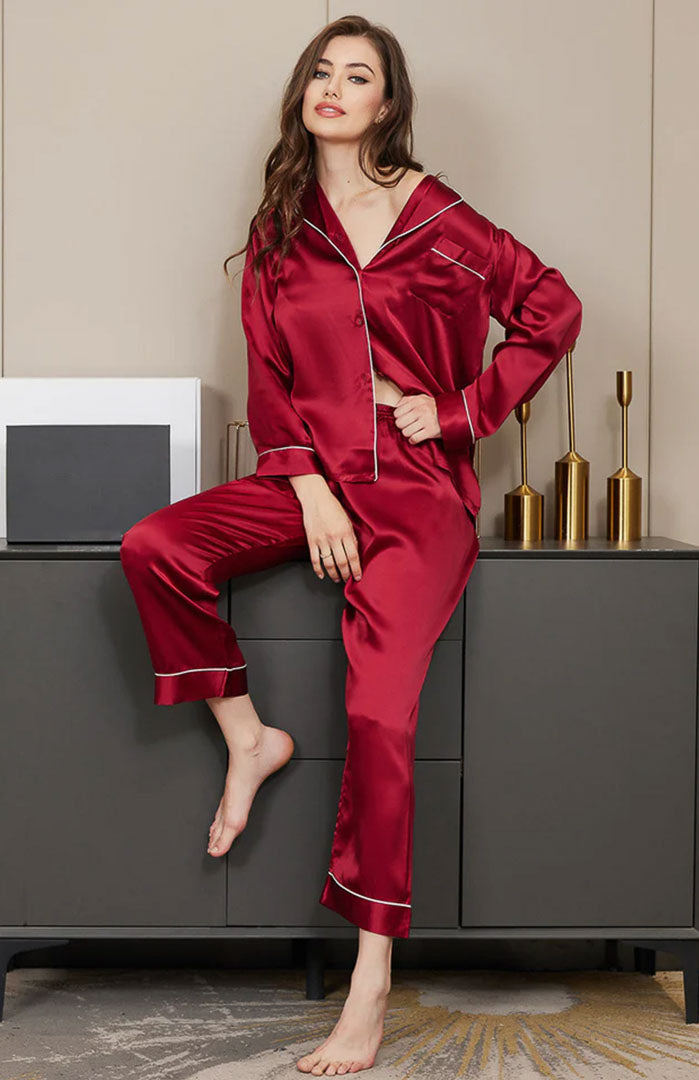 Scarlet Red | Red Satin Loungewear Set