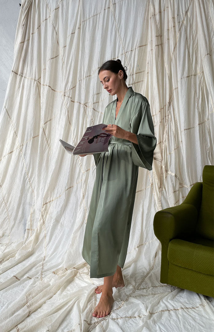 Macha Babe | Green Satin Camisole & Shorts Set