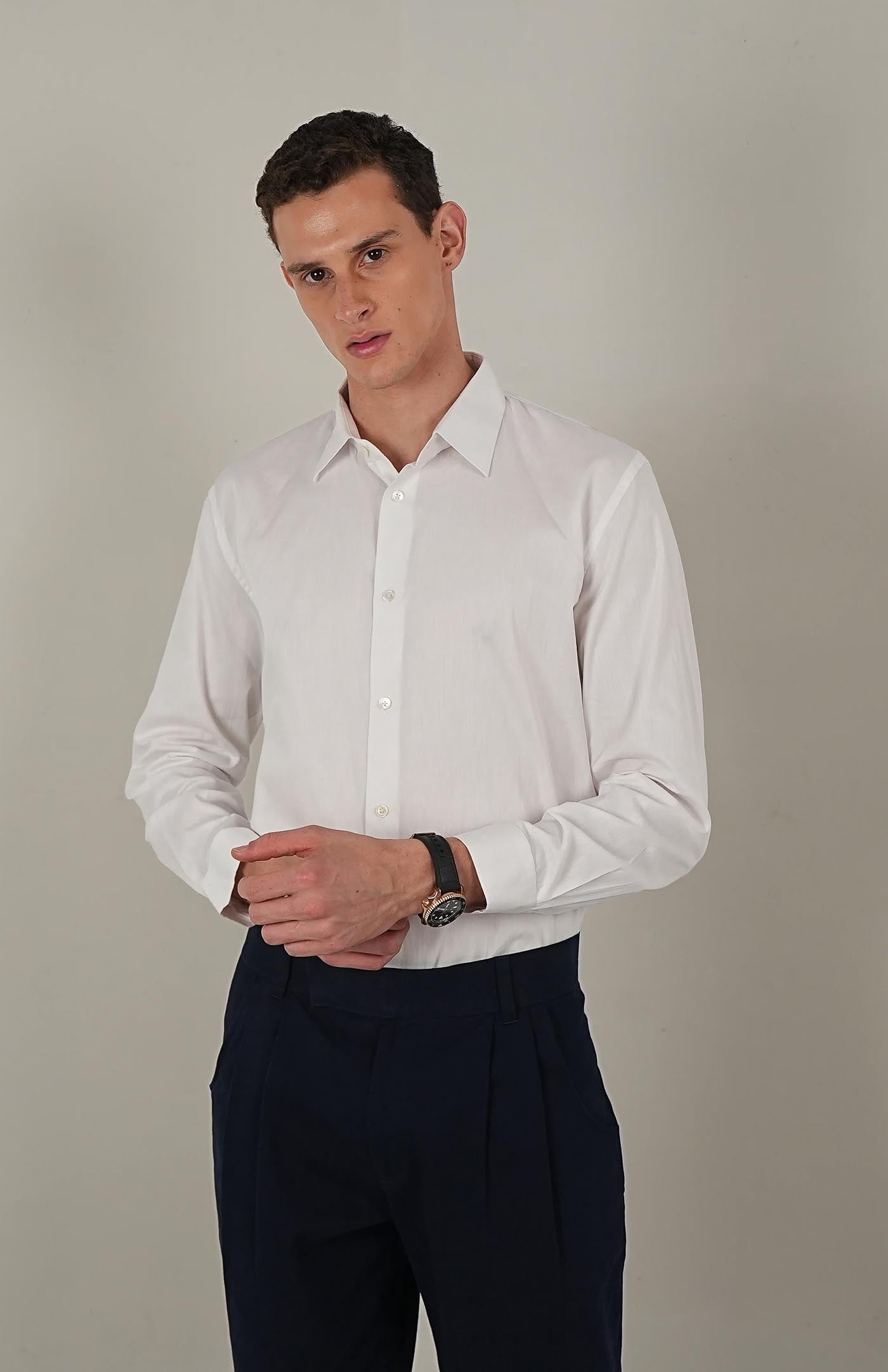 Men's Classic White Formal Cotton Shirt