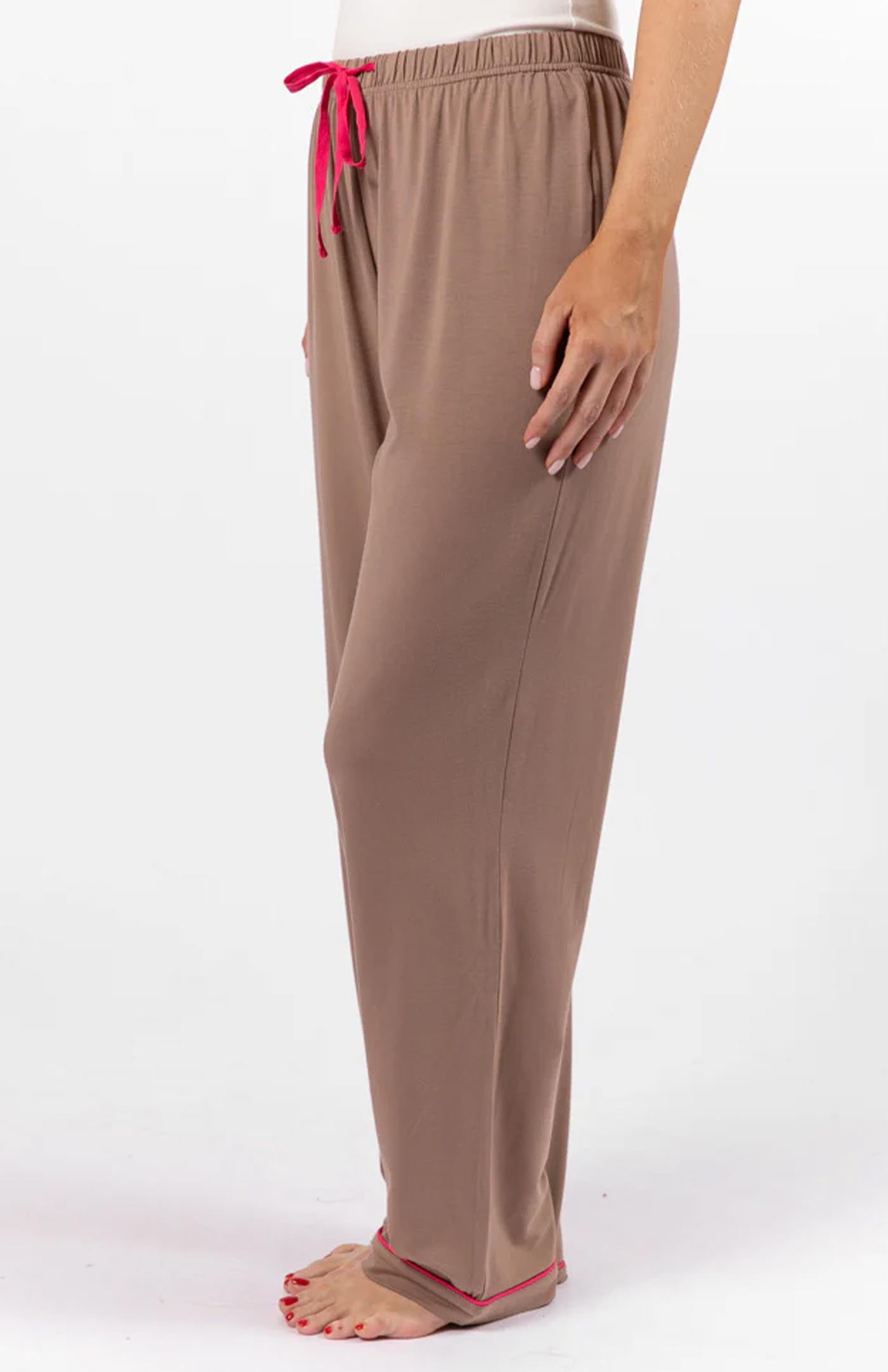 Brown Babe | Pink Detailing Cotton Loungewear Set