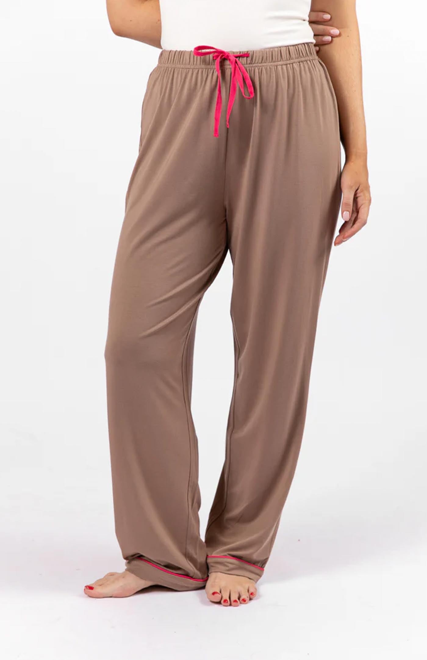 Brown Babe | Pink Detailing Cotton Loungewear Set