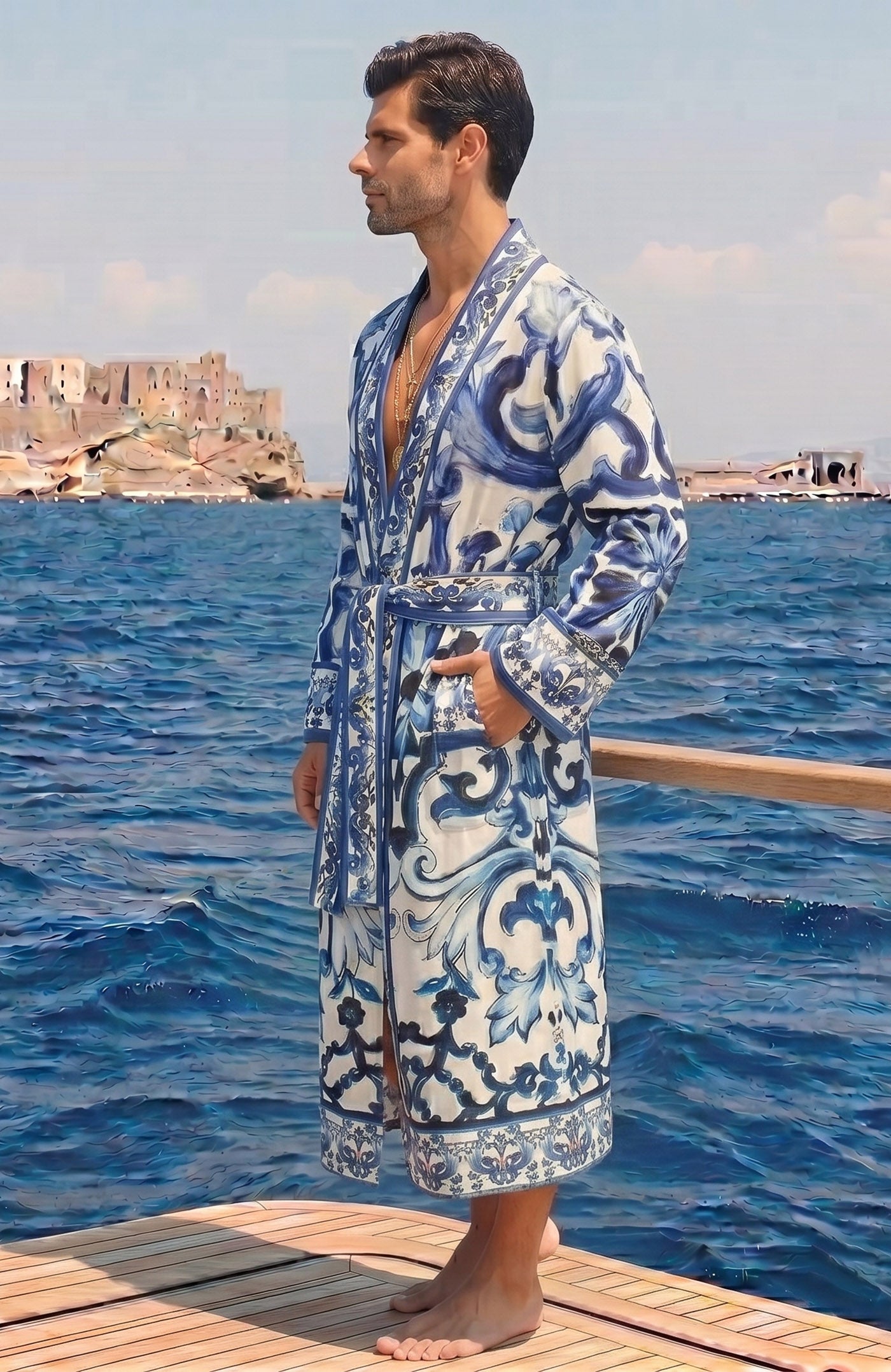 The Sapphire Majolica | Printed Designer Robe