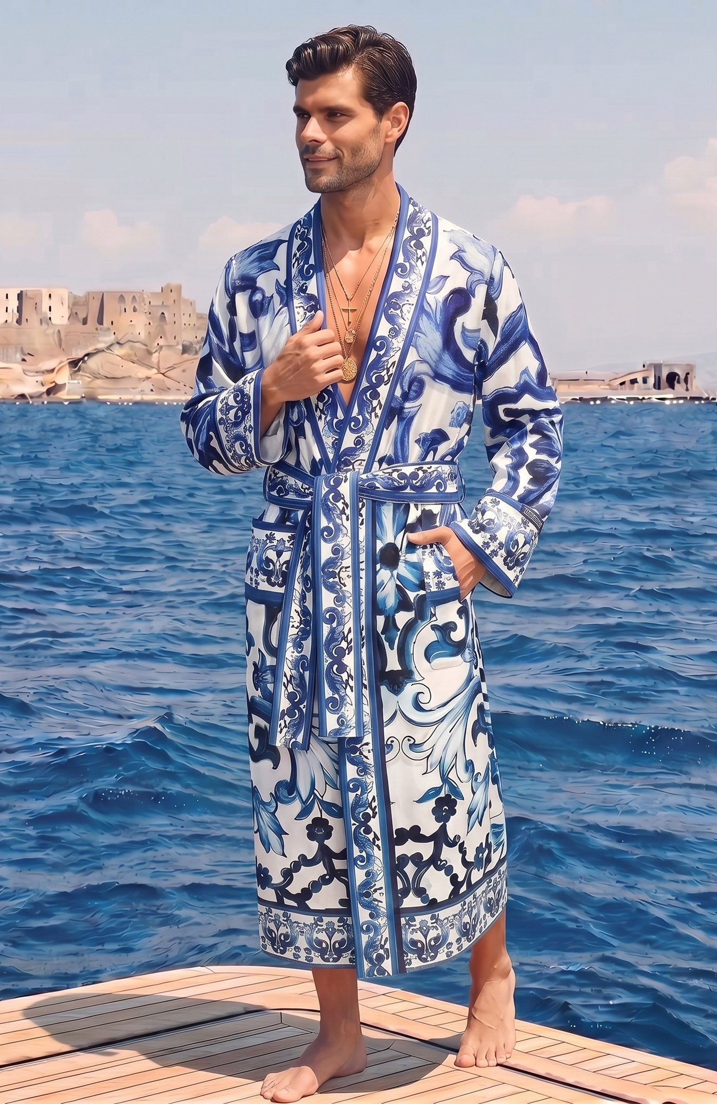 The Sapphire Majolica | Printed Designer Robe