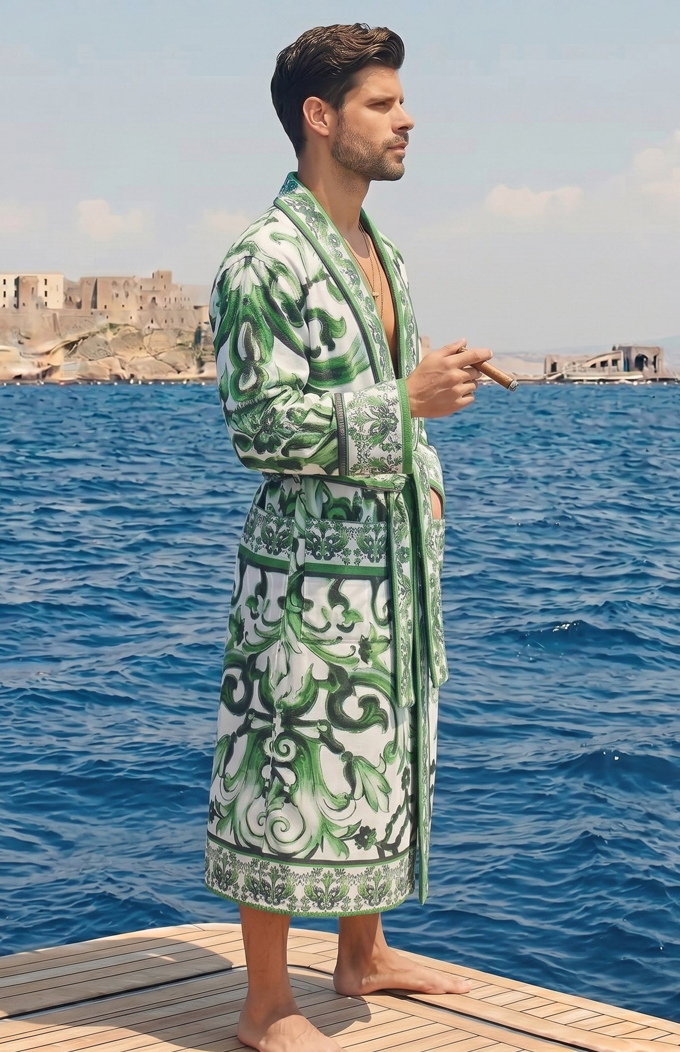 The Emerald Majolica | Printed Designer Robe