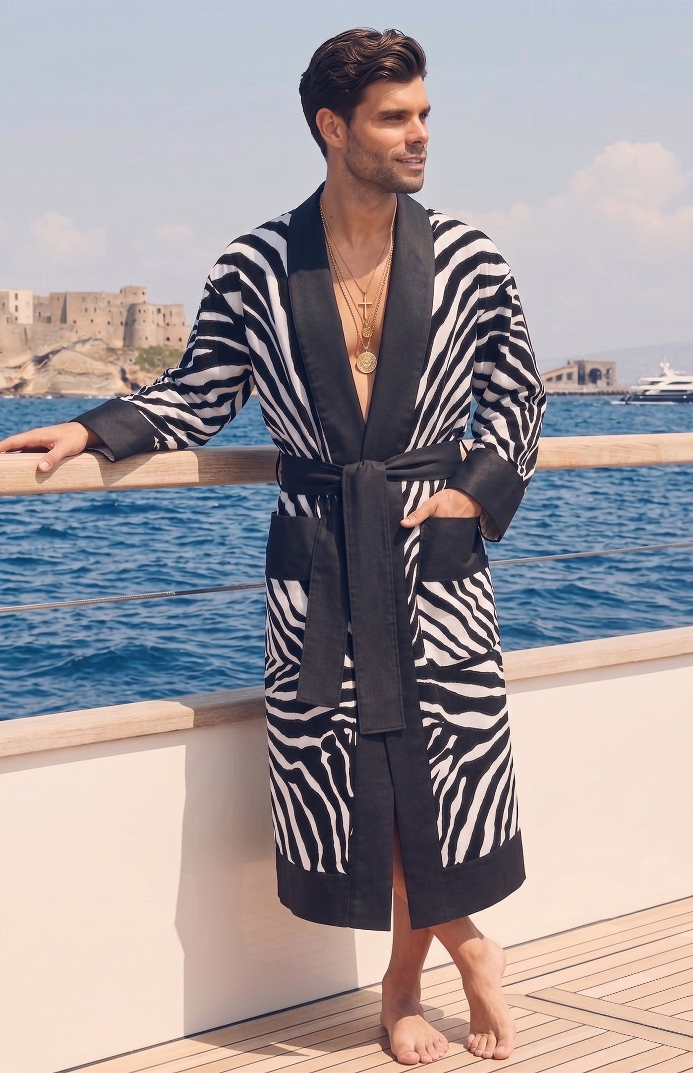 White Lines | Printed Designer Robe