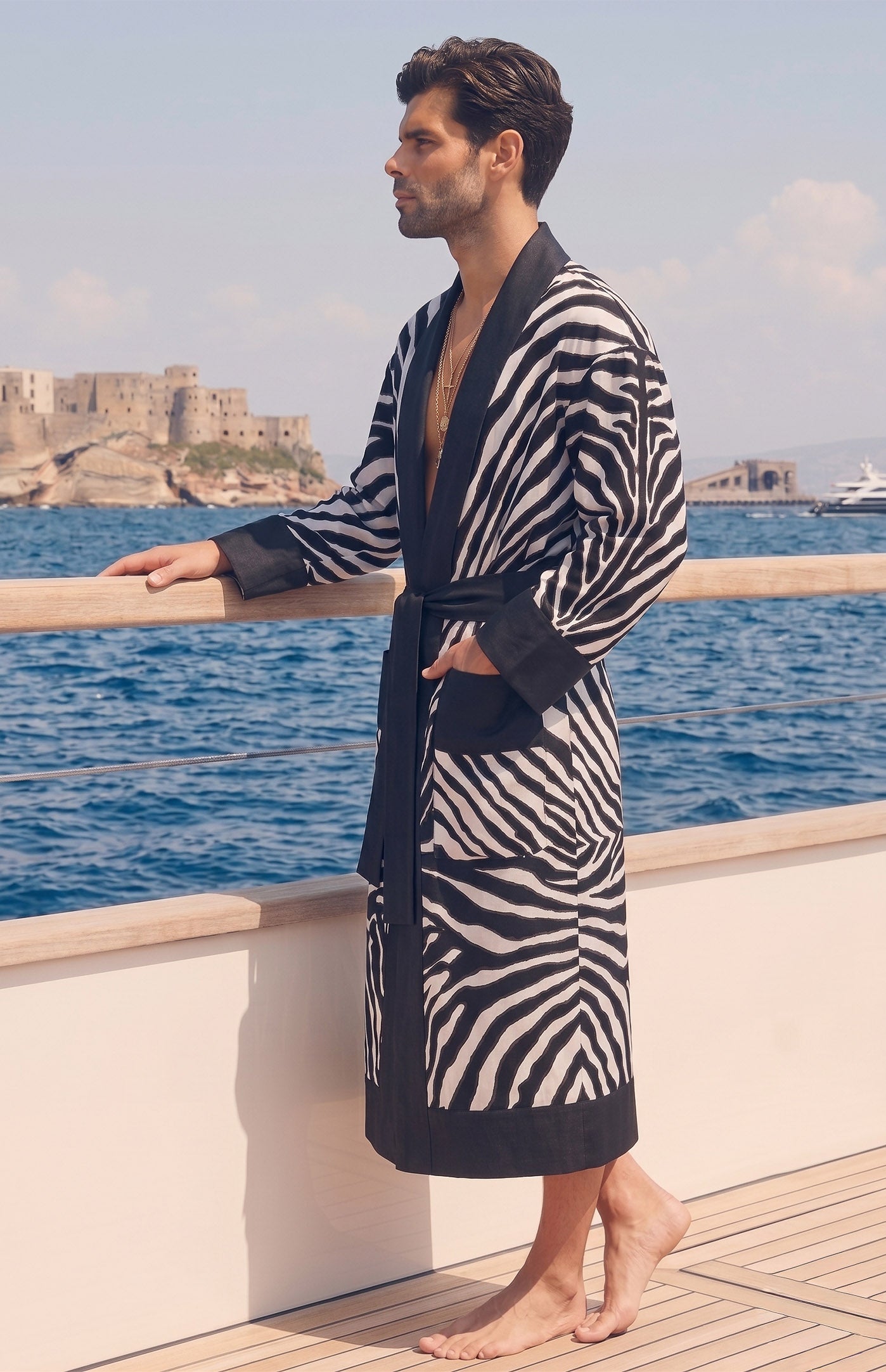 White Lines | Printed Designer Robe