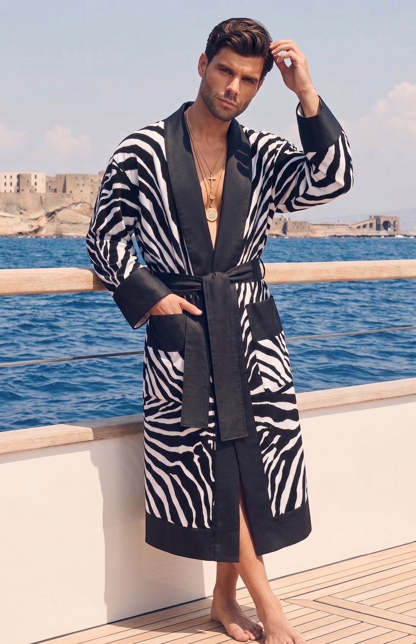 White Lines | Printed Designer Robe