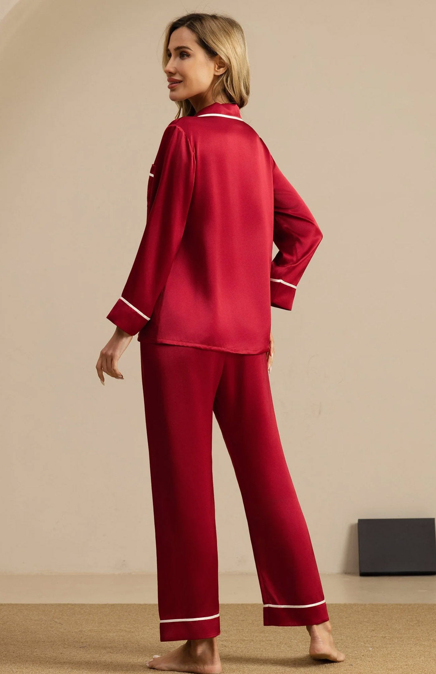 Red Classic | Satin Button-Down Pajama Set